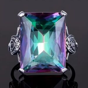 Private Label Iridescent Green Blue Purple Statement Ring